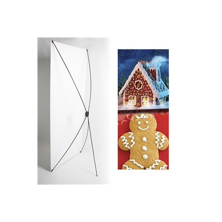 Kakemono pain d'épice noel - 180 x 80 cm - Toile M1 avec structure  X- Banner