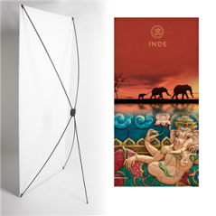 Kakemono Inde éléphants- 180 x 80 cm sur Toile M1 avec structure  X- Banner
