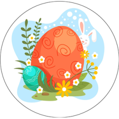 Badge métallique PAQUES - Diam 65mm