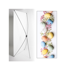 Kakemono Pâques Oeufs  et  Fleurs - 180 x 80 cm -Toile M1 avec structure X- Banner