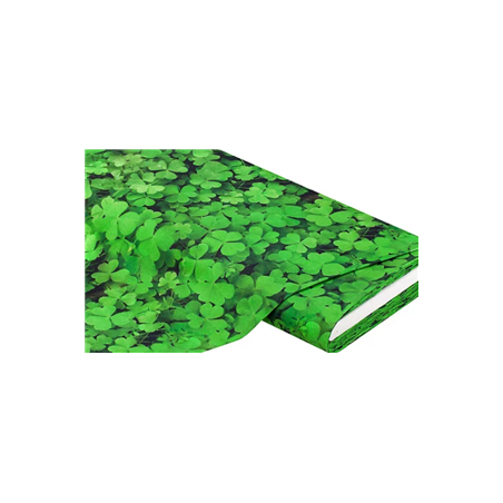 Tissu imprimé feuilles de trèfle coton - Larg. 160cm (vendu au mètre)