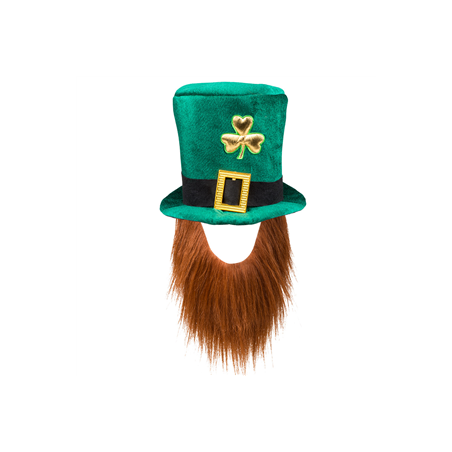 Chapeau Leprechaun avec barbe (Taille adulte)