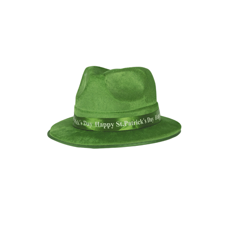Chapeau borsalino St Patrick en feutrine verte (Taille adulte)