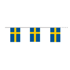 Guirlande drapeaux Suède 10 fanions 20 x 30cm - papier Long. 420cm