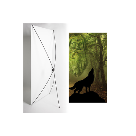 Kakemono loup foret vikings - 180 x 80 cm - Toile M1 avec structure  X- Banner