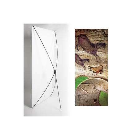 Kakemono Chevaux Préhistoire - 180 x 80 cm - Toile M1 avec structure X- Banner