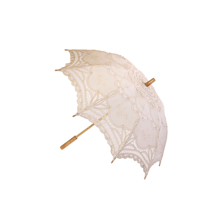 Ombrelle Rétro avec dentelle - bois et tissu - Diam 60 cm