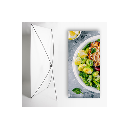 Kakemono Gastronomie - 180 x 80 cm - Toile M1 avec structure  X- Banner