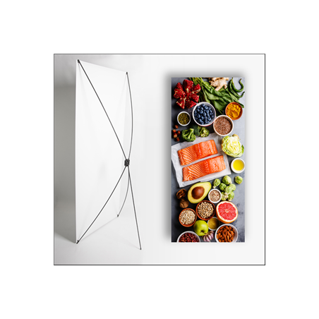 Kakemono Gastronomie 1 - 180 x 80 cm - Toile M1 avec structure  X- Banner