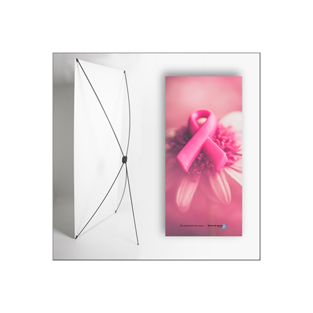 Kakemono octobre rose 1 - 180 x 70 cm - Toile M1 avec structure  X- Banner