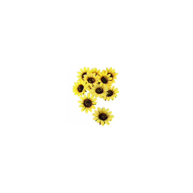 Sachet de 12 tournesols - polyester - 1,5 cm x 8 cm