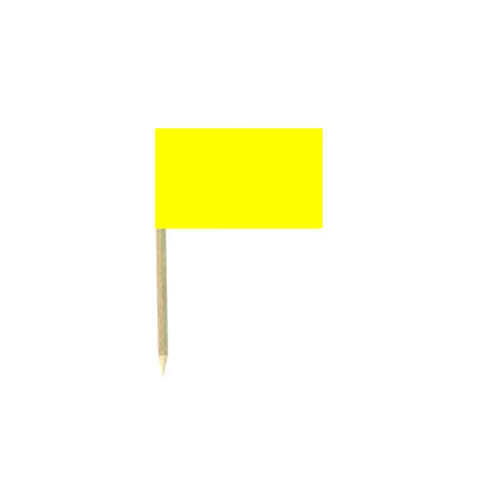 Drapeaux mini couleur jaune x50 papier - 3.5 x 2.5cm (pic en bois de 6.5cm)
