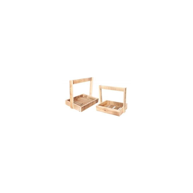 Lot de 2 supports en bois avec anse 32 x 25 x 30 cm  et  26 x 18 x 24 cm