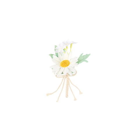 Bouquet Marguerite et Jasmin nœud ficelle beige - Haut. 12,5cm