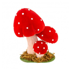 Champignons rouges en mousse sur socle 13x 8.5 x 15 cm