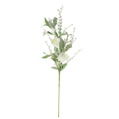 Branche de feuillages et fleurs blanches - Haut. 70cm