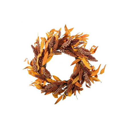 Couronne Épis de Millet Terre de Sienne et paillettes Or - Diam. 65cm