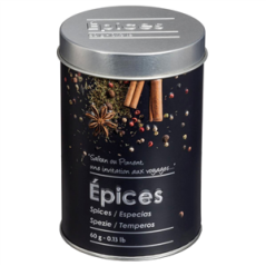 Boîte à épices saupoudreur en métal noir 6,6 x 10cm