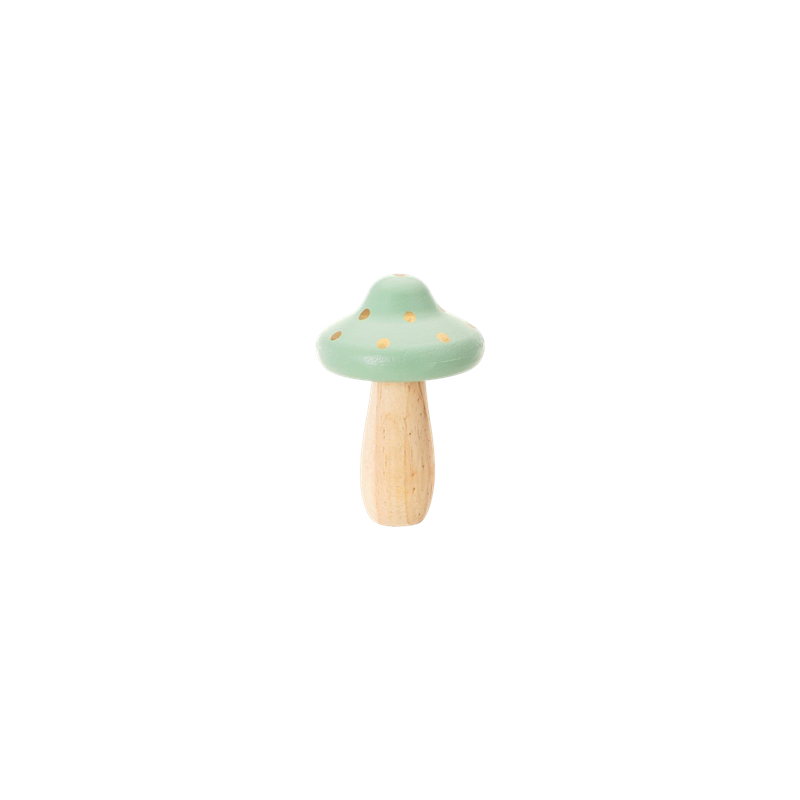 Champignon en bois vert et pois Or 10,5 x 15,5cm