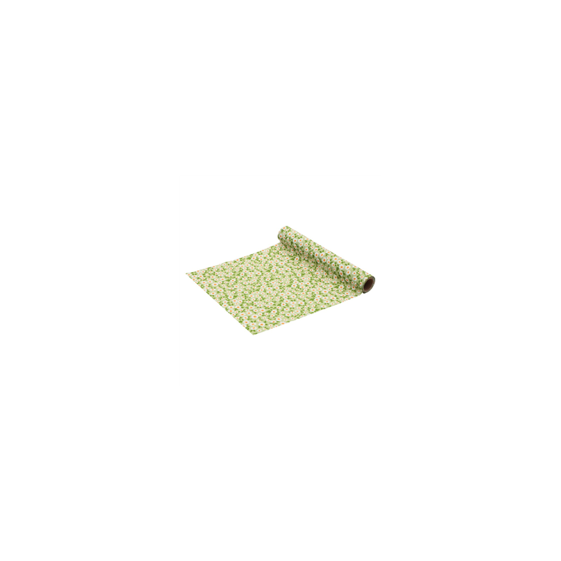 Chemin de table en tissu marguerite vert 28cm x 3m