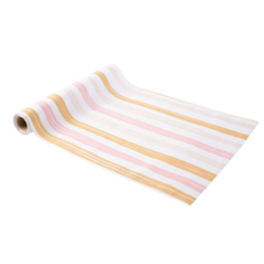 Chemin de Table Tissu Blanc Imprimé Camel Rose et Blush 28cmx5m