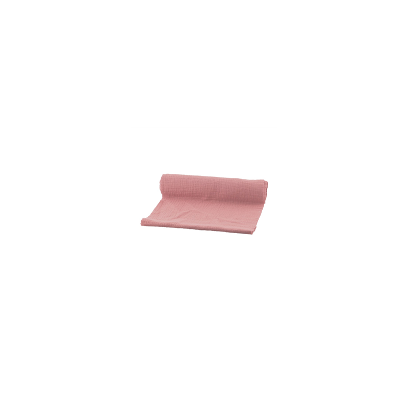 Chemin de table coton gaufré rose poudré 26cm x 3m