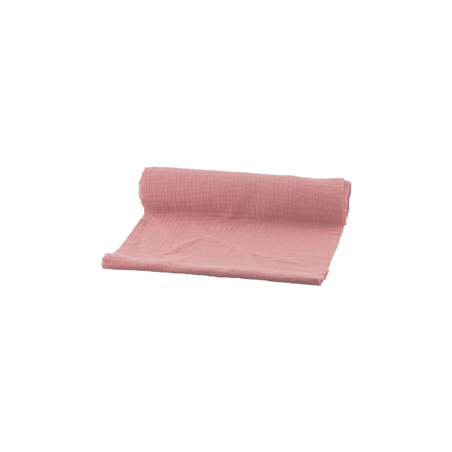 Chemin de table coton gaufré rose poudré 26cm x 3m