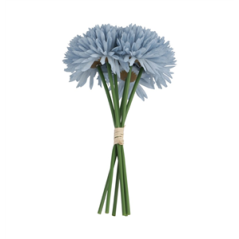 Bouquet de 6 dahlias bleu ciel - Haut. 26cm