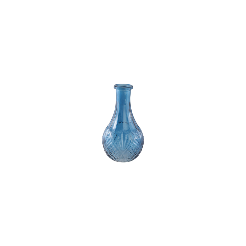 Vase en verre bleu 10 x 18 cm
