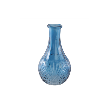 Vase en verre bleu 10 x 18 cm