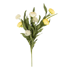 Bouquet de fleurs bucolique jaune et vert - Haut. 51cm