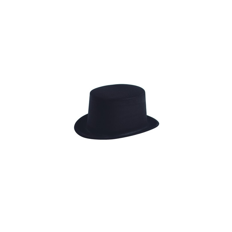 Chapeau haut de forme noir en feutre - taille adulte - Haut. 14cm Diam. 28cm