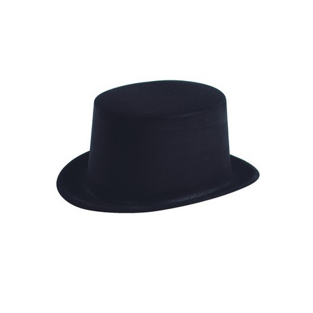 Chapeau haut de forme noir en feutre - taille adulte - Haut. 14cm Diam. 28cm