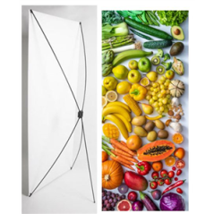 Kakemono Fruits  et  Légumes - 180 x 80 cm - Toile M1 avec structure  X- Banner