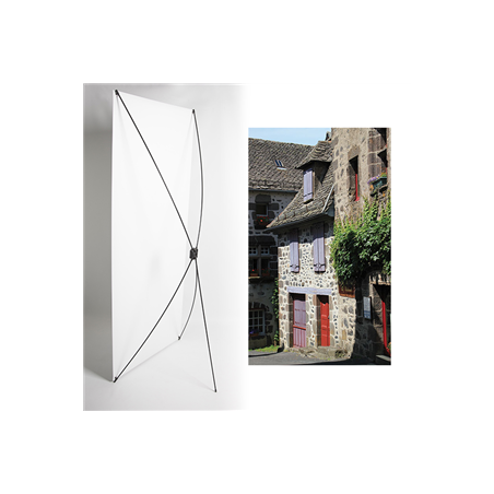 Kakemono Auvergne maison - 180 x 80 cm - Toile M1 avec structure  X- Banner