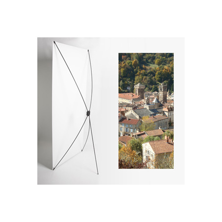 Kakemono Auvergne Village - 180 x 80 cm - Toile M1 avec structure  X- Banner