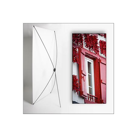Kakemono Pays Basque Piments - 180 x 80cm -Toile M1 avec structure X- Banner