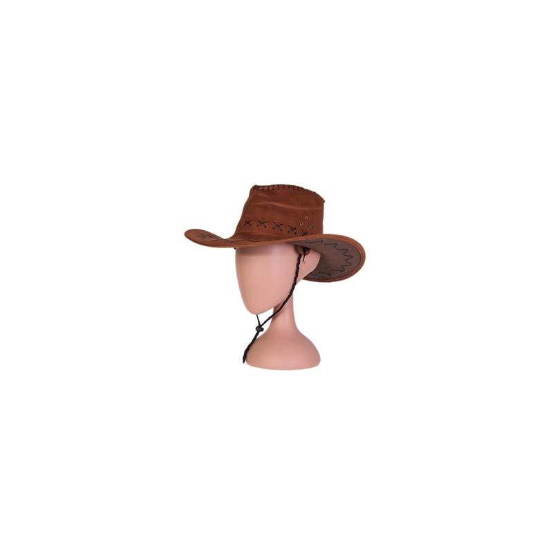 Chapeau Cow boy marron feutrine - taille adulte - Haut. 11cm Diam. 39cm