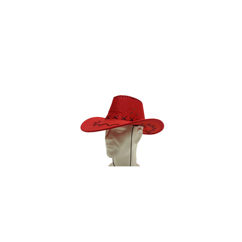Chapeau Cow boy rouge - feutre - taille adulte