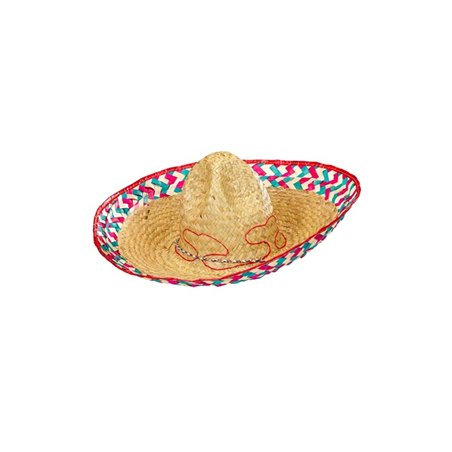 Sombrero mexicain en paille colorée / Diam. 52 cm