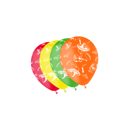 Ballon multicolore motif Mexico x8 - Diam. 29cm