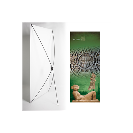 Kakemono statue mexique - 180 x 80 cm - Toile M1 avec structure  X- Banner