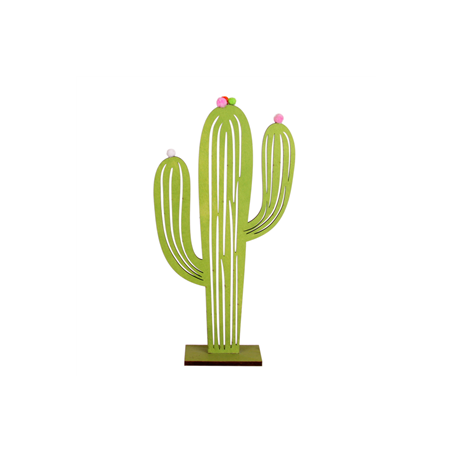 Cactus sur pied en feutre et bois  - Haut 30cm