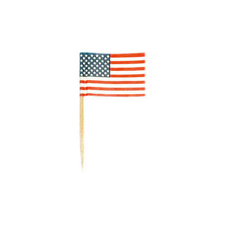 Drapeaux mini USA x50 papier - 3.5 x 2.5cm (pic en bois de 6.5cm)