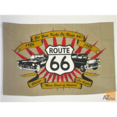 Drapeau Route 66 Vintage - tissu - 60 x 90 cm