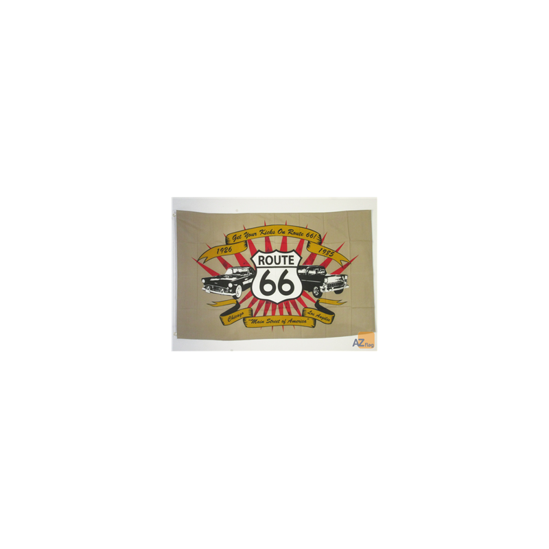 Drapeau Route 66 Vintage - tissu - 60 x 90 cm