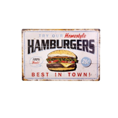 Plaque en bois ou forex HAMBURGER - 40 x 30cm