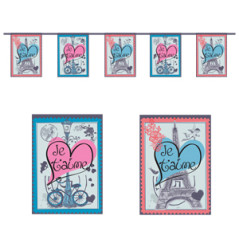 Guirlande St Valentin 10 fanions 20 x 30cm - papier Long. 420cm