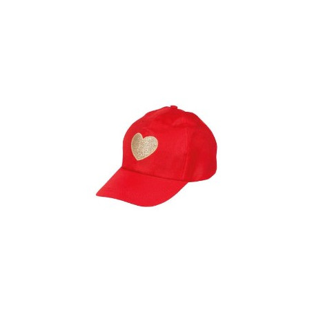 Casquette rouge cœur – Taille adulte ajustable