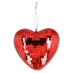 Boule disco cœur rouge (19 cm)